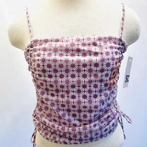 NWT SO GOODS FOR LIFE Juniors Sleeveless Straps Pullover Crop Purple Top Large